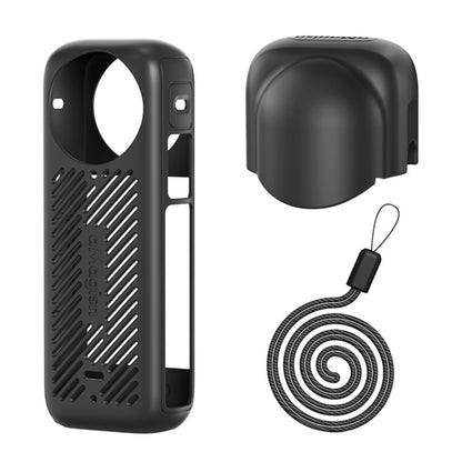 For Insta360 X4 AMagisn Silicone Protective Cover Body Case + Lens Cover Black - Case & Bags by aMagisn | Online Shopping UK | buy2fix