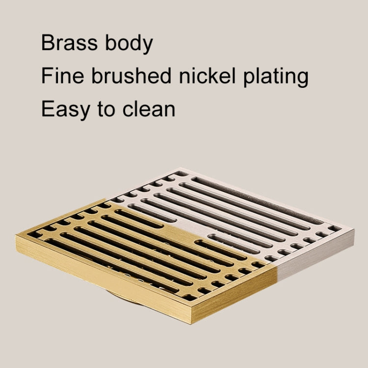 All Copper Brushed Anti-Odor Floor Drain Gravity Copper Core Bathroom Floor Drain, Specification: 9x14cm Long Medium Drain - Drain Strainers by buy2fix | Online Shopping UK | buy2fix