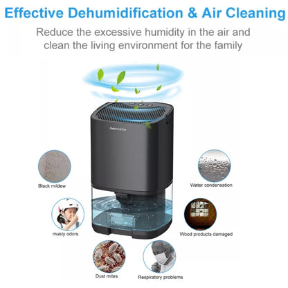 1L 36W Air Dehumidifier for Home Damp Drying Clothes with 7 colors Light UK Plug(Black) - Dehumidifiers by buy2fix | Online Shopping UK | buy2fix