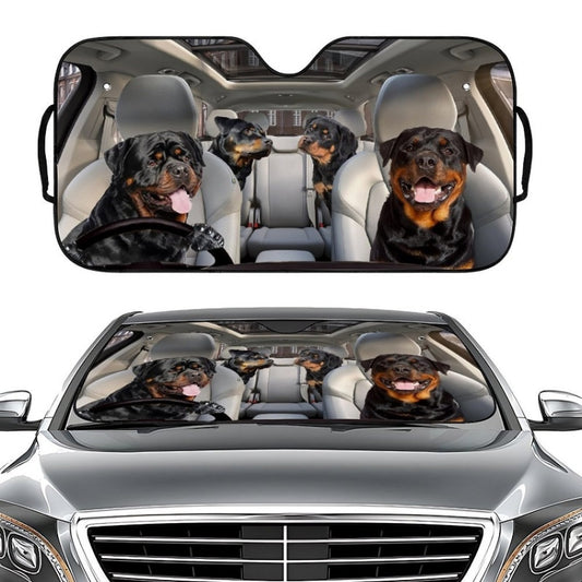 70x138cm Printed Car Sun Protection Heat Insulation Sunshade(Black Dog) - Window Foils & Solar Protection by buy2fix | Online Shopping UK | buy2fix