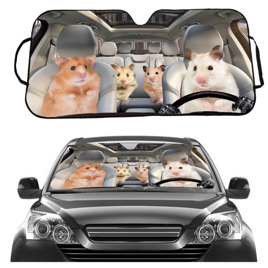70x145cm Printed Car Sun Protection Heat Insulation Sunshade(Hamster) - Window Foils & Solar Protection by buy2fix | Online Shopping UK | buy2fix