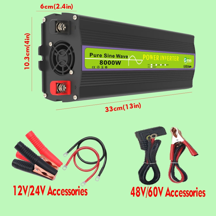 Gurxun 48V-220V 8000W Pure Sine Wave Inverter Car Single Digital Display Voltage Converter - Pure Sine Wave by Gurxun | Online Shopping UK | buy2fix