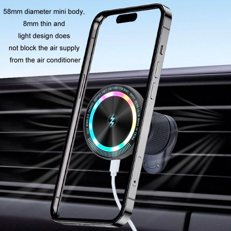 Magsafe 15W Magnetic Colorful Light Wireless Charging Mobile Phone Holder, Color: A9 Air Outlet Silver - Wireless Charger Holders by buy2fix | Online Shopping UK | buy2fix