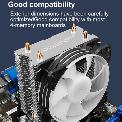 COOLMOON Frost Double Copper Tube CPU Fan Desktop PC Illuminated Silent AMD Air-Cooled Cooler, Style: P22 Magic Moon Edition Double Fan - Fan Cooling by COOLMOON | Online Shopping UK | buy2fix