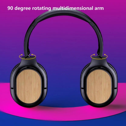 Bamboo Wood Bluetooth Headphones With Built-In Sound Card, TF Card / FM / AUX Support(Black) - Headset & Headphone by buy2fix | Online Shopping UK | buy2fix