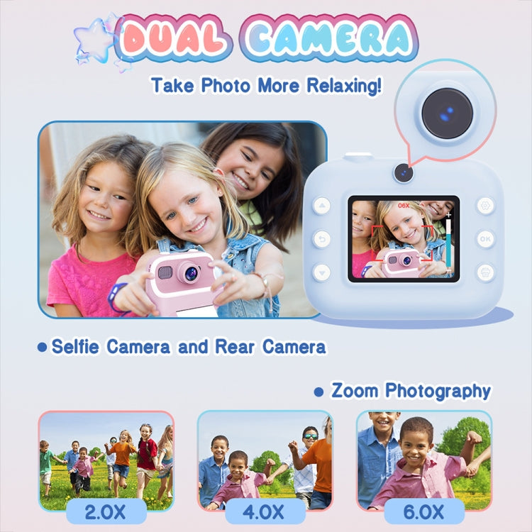 M8 2.4-Inch 1080P HD 2400W Pixel Dual-Camera Children Thermal Printing Camera, Color: Purple+32GB - Children Cameras by buy2fix | Online Shopping UK | buy2fix