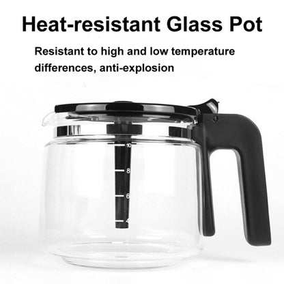 HOMEZEST 750W Drip Coffee Maker and Tea Brewer Stainless Steel Panel with 1.25L Glass Carafe, 12-Cup Large Capacity(Black EU Plug) - Coffee Tools by HOMEZEST | Online Shopping UK | buy2fix