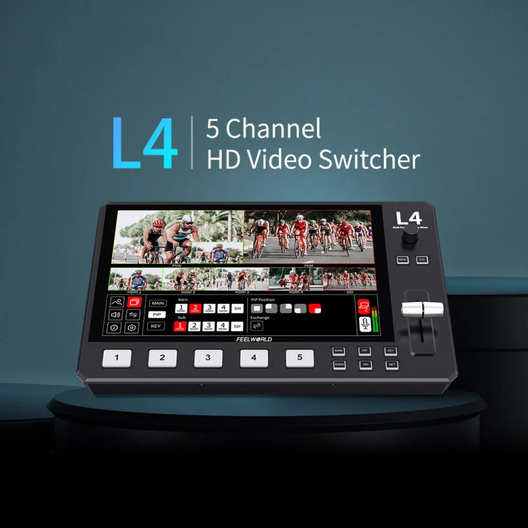 FEELWORLD L4 Multi-Camera Video Mixer Switcher 10.1" Touch Screen USB 3.0 Fast Streaming(UK Plug) - On-camera Monitors by FEELWORLD | Online Shopping UK | buy2fix