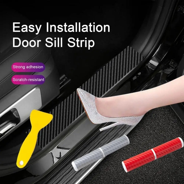 4pcs/Set Car Door Sill Strip PVC Anti-scratch Anti-dirt Protective Film(Carbon Fiber Gray) - Auto Film by buy2fix | Online Shopping UK | buy2fix