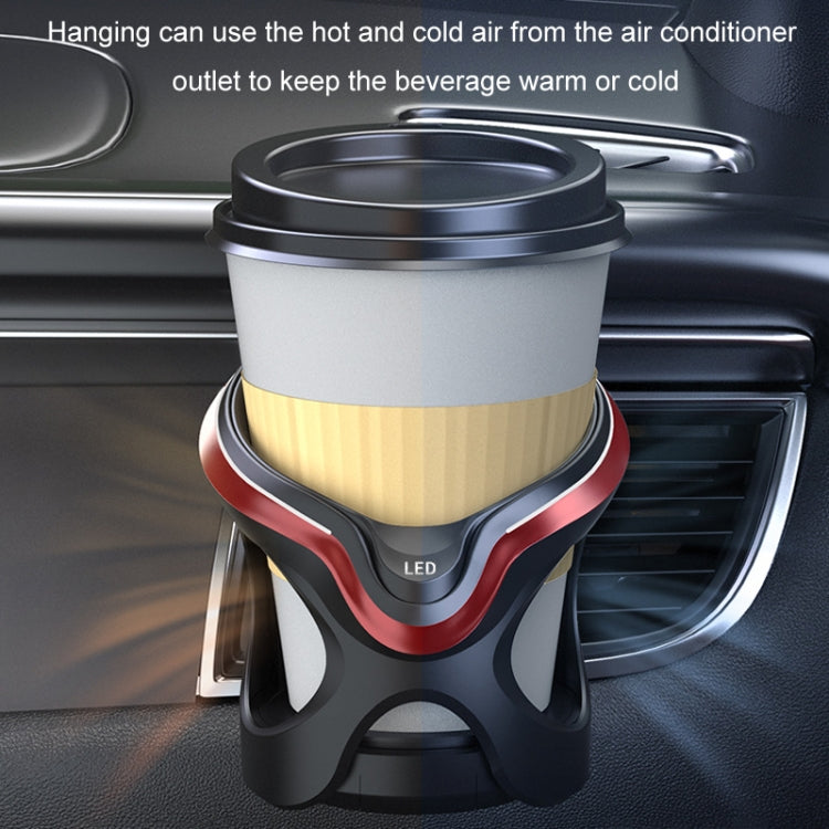 Car Cup Holder Air Conditioner Outlet Multifunctional Storage Rack, Color: Black Red LED Light - Car Drink Holders by buy2fix | Online Shopping UK | buy2fix