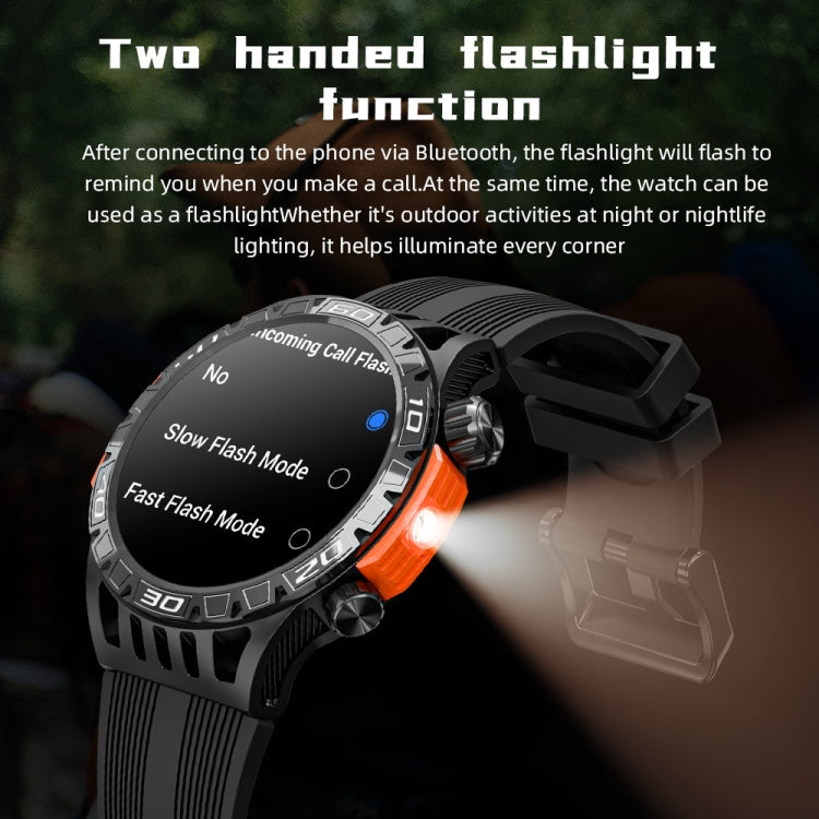 LOKMAT ZEUS6 PRO 1.46-Inch IP68 Waterproof SOS Flashlight Bluetooth Smart Watch(Brick Red) - Smart Watches by LOKMAT | Online Shopping UK | buy2fix