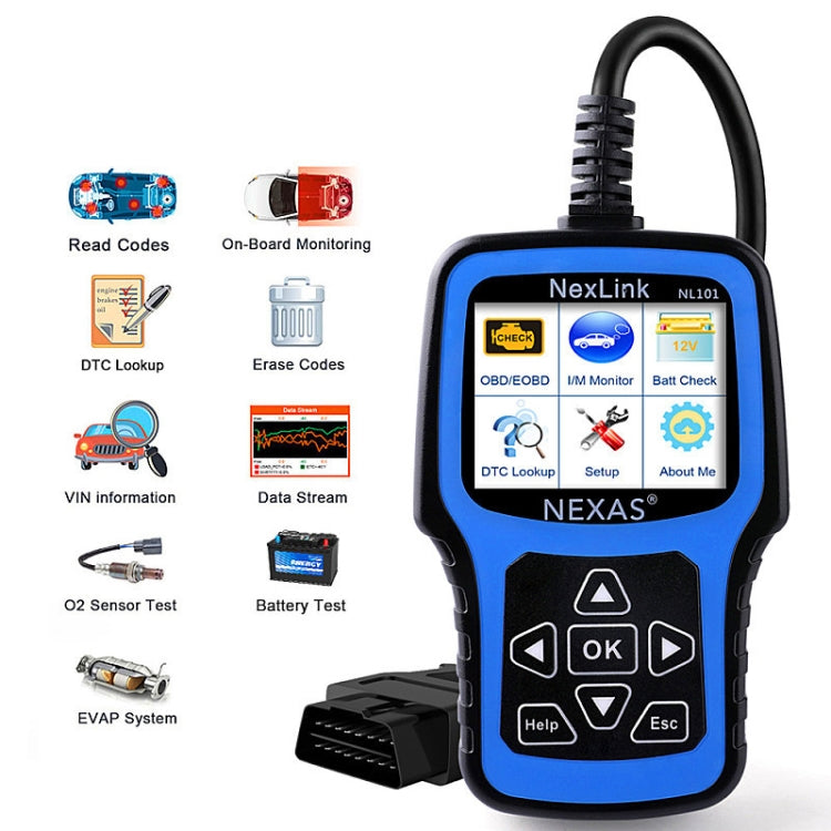 Nexas NL101 Universal OBD2 Scanner Diagnostic Tool & Battery Tester With OBDII - Electronic Test by Nexas | Online Shopping UK | buy2fix