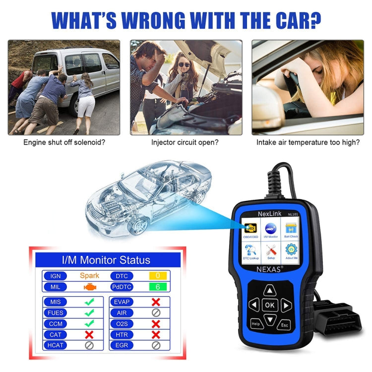 Nexas NL101 Universal OBD2 Scanner Diagnostic Tool & Battery Tester With OBDII - Electronic Test by Nexas | Online Shopping UK | buy2fix