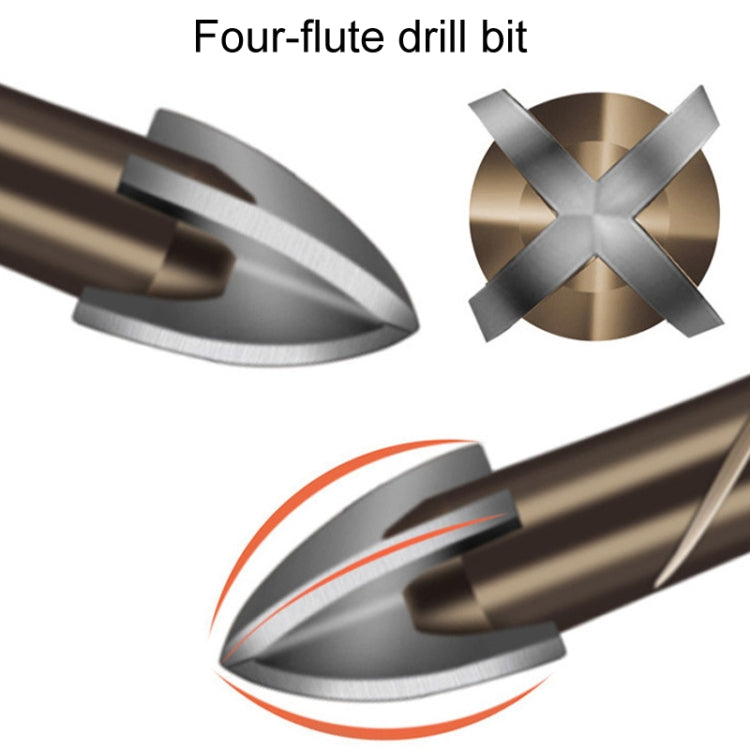 6mm Hexagonal Shank Spiral Flute Cross Alloy Drill Bits Glass Tile Four Edge Drivers - Drill & Drill Bits by buy2fix | Online Shopping UK | buy2fix