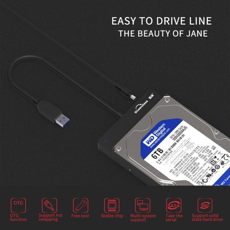 Blueendless US35 USB3.0 To SATA Adapter 2.5 / 3.5-Inch Hard Drive SSD Reader, Spec: Type-C AU Plug - USB to IDE / SATA by Blueendless | Online Shopping UK | buy2fix