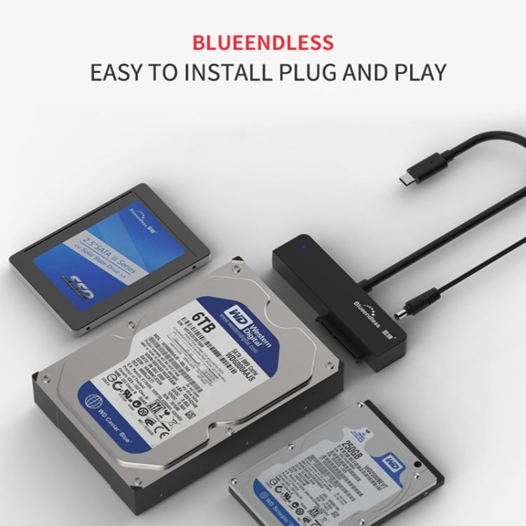 Blueendless US35 USB3.0 To SATA Adapter 2.5 / 3.5-Inch Hard Drive SSD Reader, Spec: Type-C US Plug - USB to IDE / SATA by Blueendless | Online Shopping UK | buy2fix