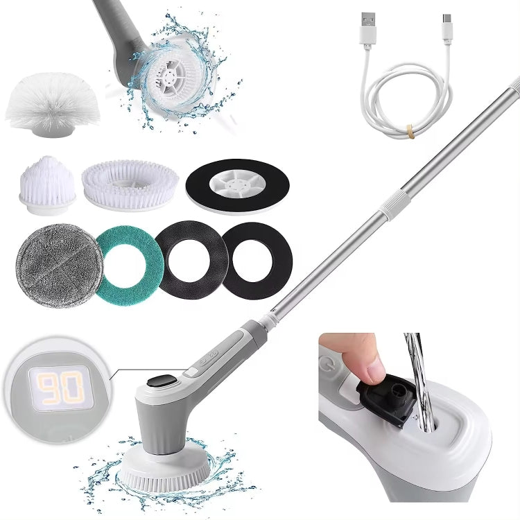 7 In 1 Automatic Water Spray Electric Spin Scrubber 53 Inch Cordless Rechargeable Cleaning Brush - Sponges, Cloths & Brushes by buy2fix | Online Shopping UK | buy2fix