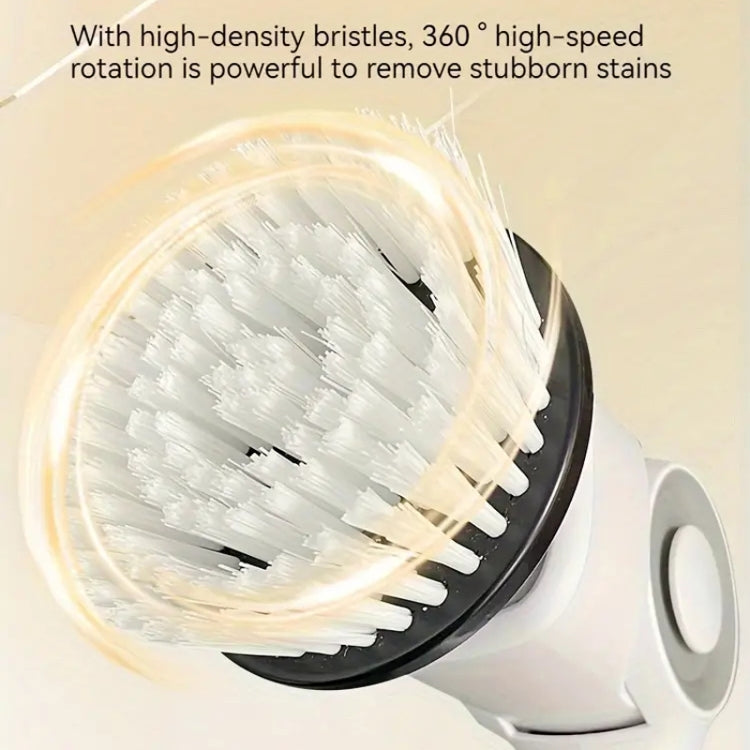 7 In 1 Electric Spin Scrubber Rechargeable Waterproof Floor Clean Bush with 23.6 Inch Adjustable Handle(White) - Sponges, Cloths & Brushes by buy2fix | Online Shopping UK | buy2fix