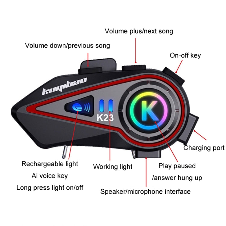 KUQIBAO Motorcycle Helmet Long-Lasting Bluetooth Headset With Light(Soft Microphone) - Car Walkie Talkie by KUQIBAO | Online Shopping UK | buy2fix