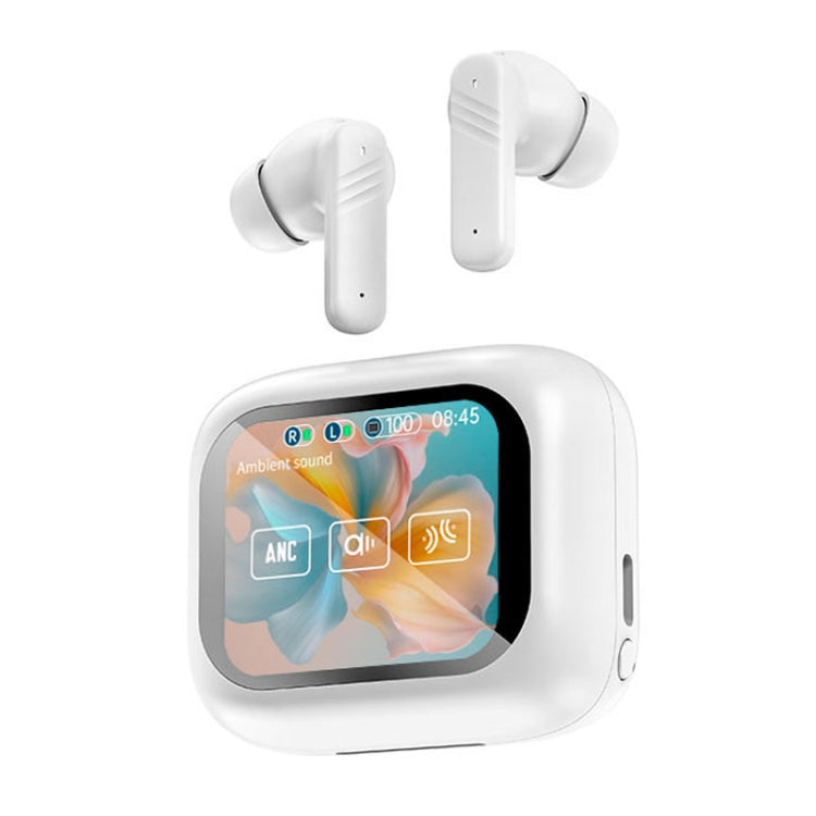 LX-10 Full-Color Touch Screen ANC+ENC Dual Noise Reduction In-Ear Wireless Bluetooth Earphone(White) - TWS Earphone by buy2fix | Online Shopping UK | buy2fix