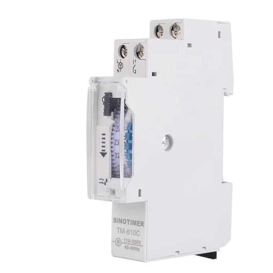 SINOTIMER  TM610C 110-250V 16A Quartz Mechanical Timer 24 Hours Programmable Din Rail Relay - Switch by SINOTIMER | Online Shopping UK | buy2fix