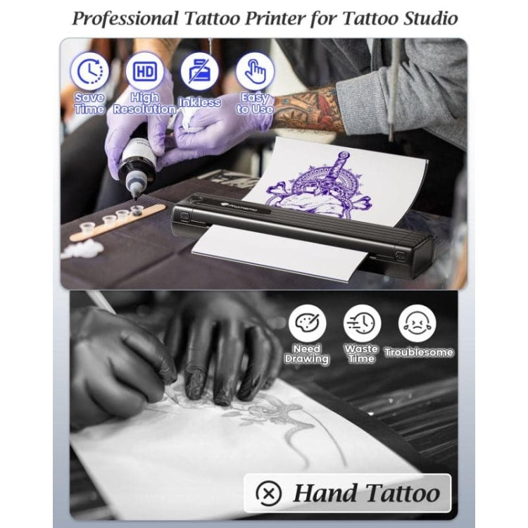 Phomemo TP83-BK Wireless Tattoo Stencil Printer With 10pcs Transfer Paper(Black) - Printer by Phomemo | Online Shopping UK | buy2fix