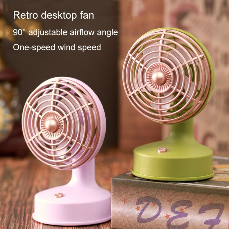 Retro Desktop USB Charging Small Fan 90 Degree Adjustable Angle Fan(Green) - Electric Fans by buy2fix | Online Shopping UK | buy2fix