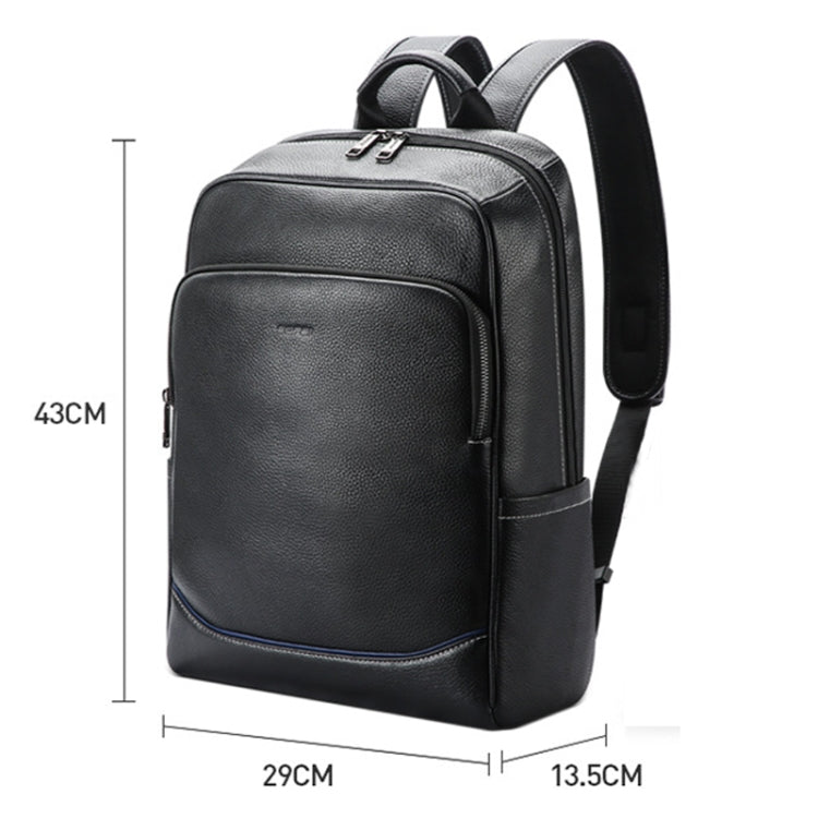 Bopai 61-121671A Top-layer Cowhide Large-capacity Casual Business Laptop Backpack(Black) - Backpack by Bopai | Online Shopping UK | buy2fix