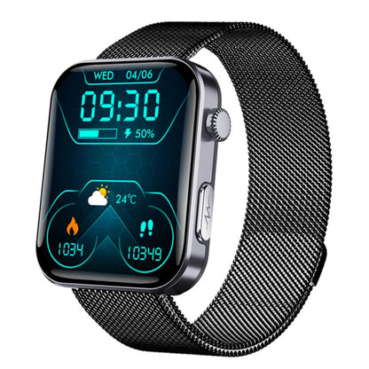 F300  2.1-Inch Screen Smart Watch Supports Bluetooth Calls/ECG/Blood Composition Analysis/50+ Sports Modes, Color: Black Milan - Smart Watches by buy2fix | Online Shopping UK | buy2fix