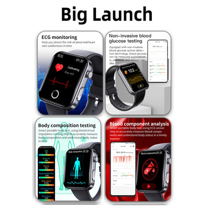 F300  2.1-Inch Screen Smart Watch Supports Bluetooth Calls/ECG/Blood Composition Analysis/50+ Sports Modes, Color: Black Silicone - Smart Watches by buy2fix | Online Shopping UK | buy2fix