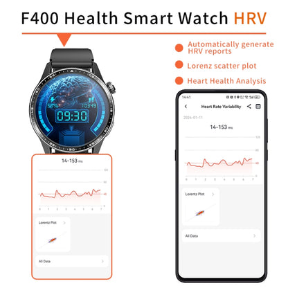 F400  1.55 Inch Screen Smart Watch Support ECG/ Blood Oxygen / Blood Sugar / 150+ Sports Mode, Color: Black Silicone - Smart Watches by buy2fix | Online Shopping UK | buy2fix