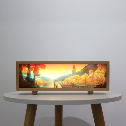 3 Color Light Touch Control Wooden Acrylic Atmosphere Lightbox Decoration Painting Night Light(Beech) - Night Lights by buy2fix | Online Shopping UK | buy2fix