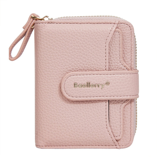 Baellerry N1915 Lychee Pattern Multi-card Slot Zipper Women Short Wallet(Light Pink) - Wallets by Baellerry | Online Shopping UK | buy2fix