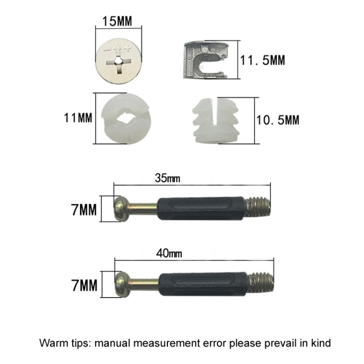 10pcs 40mm 3 In 1 Screw Connector Furniture Link Fixer Closet Eccentric Wheel Nut Connection Fastener - Furniture Accessories by buy2fix | Online Shopping UK | buy2fix