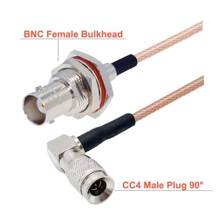 50cm CC4 Male Elbow To BNC Through Wall Waterproof Female Connector Cable RG179 Coaxial RF Wire - Connectors by buy2fix | Online Shopping UK | buy2fix