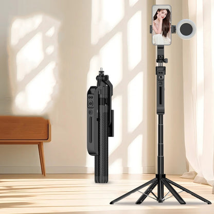 1.8m Smart Face Tracking Selfie Stick 4-axis Anti-shake Tripod with Remote Control With Single Fill Light - Selfie Sticks by buy2fix | Online Shopping UK | buy2fix