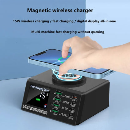 X9M 9-in-1 110W USB+PD Smart Multi-ports QI Magnetic Wireless Charger, Spec: White AU Plug - Multifunction Charger by buy2fix | Online Shopping UK | buy2fix