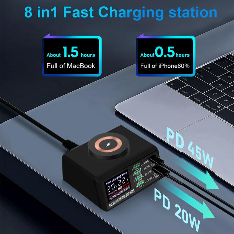 X9M 9-in-1 110W USB+PD Smart Multi-ports QI Magnetic Wireless Charger, Spec: Black UK Plug - Multifunction Charger by buy2fix | Online Shopping UK | buy2fix