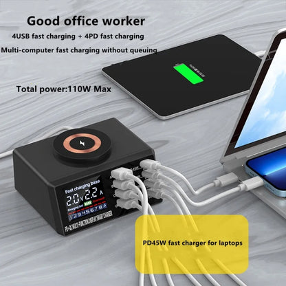 X9M 9-in-1 110W USB+PD Smart Multi-ports QI Magnetic Wireless Charger, Spec: Black AU Plug - Multifunction Charger by buy2fix | Online Shopping UK | buy2fix