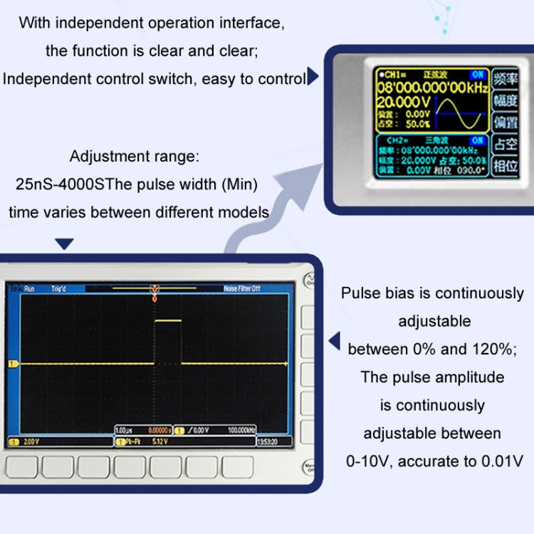 JUNTEK Programmable Dual-Channel DDS Function Arbitrary Waveform Signal Generator, Frequency: 60MHz(EU Plug) - Other Tester Tool by buy2fix | Online Shopping UK | buy2fix