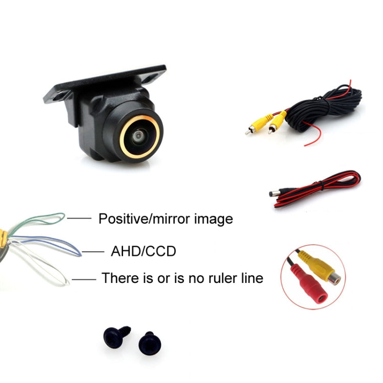 Car Universal HD Night Vision Rear View Reversing Three-Control Fisheye Camera, Style: AHD1080P Panoramic Gold Edge Interpolation - Rear View Cameras by buy2fix | Online Shopping UK | buy2fix