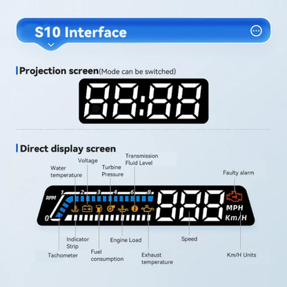 Head-up Display OBD Multi-function Vehicle Instrument Oil Temperature Gearbox Monitoring Screen(S101) - Head Up Display System by buy2fix | Online Shopping UK | buy2fix