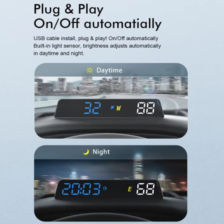 Head-up Display USB Powered High-definition Vehicle Code Altitude Meter(Blue White) - Head Up Display System by buy2fix | Online Shopping UK | buy2fix