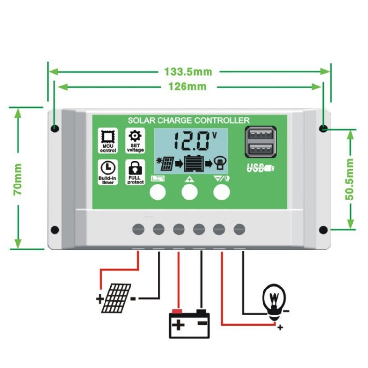 100A 12V PWM Solar Cell Panel Charger Controller Lithium-ion Lead-acid Battery Solar Controller - Voltage Stabilizer by buy2fix | Online Shopping UK | buy2fix