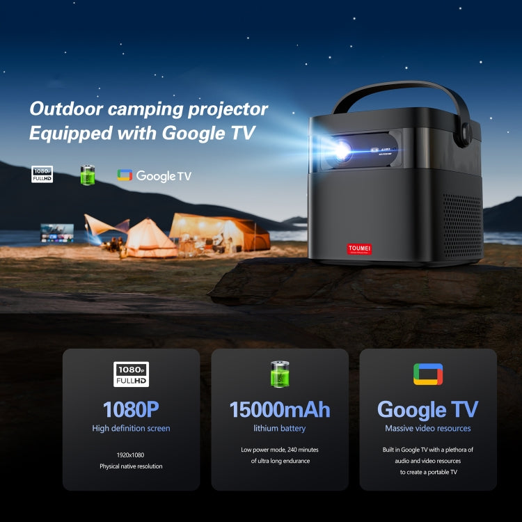 TOUMEI M2 Built-In Large Capacity Battery Outdoor Projector Handheld Portable Projection US Plug - Mini Projector by TOUMEI | Online Shopping UK | buy2fix