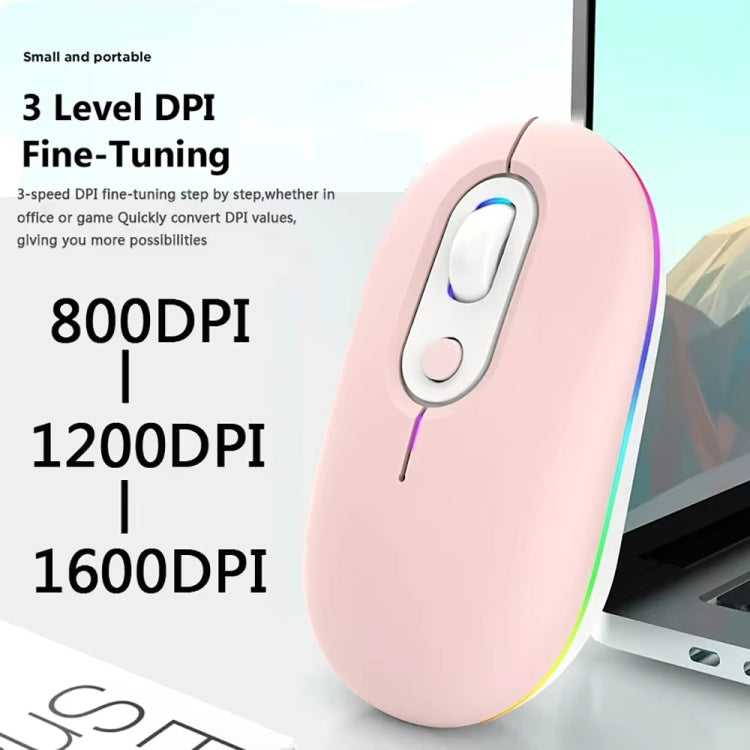 Rechargeable Illuminated Silent Wireless Mouse, Style: 2.4G+Bluetooth Pink - Wireless Mice by buy2fix | Online Shopping UK | buy2fix