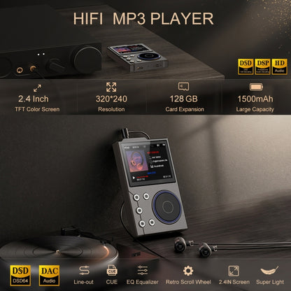 2.4 inch HIFI Bluetooth Music Player DSD256 Mastering Sound Quality Walkman, Memory: 16GB+16GB(Gray) - MP3 Player by buy2fix | Online Shopping UK | buy2fix