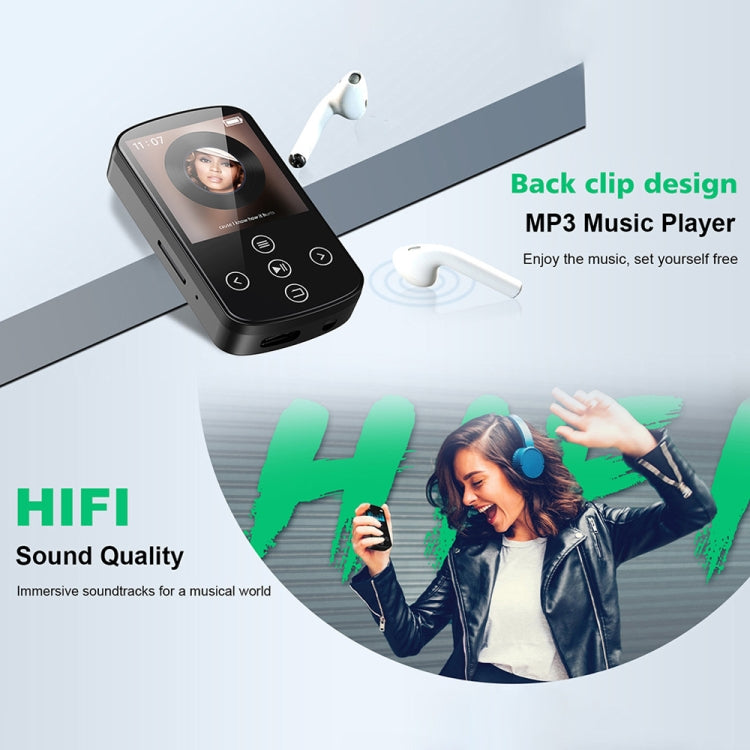 MP3 Bluetooth Music Player HIFI Sports Clip Touch Screen MP4, Memory: 16GB(Black) - MP3 Player by buy2fix | Online Shopping UK | buy2fix