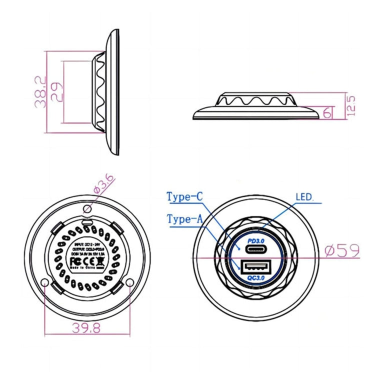 30W Car Ship Mobile Phone Fast Charging Modified USB Charger, Specifications: Duel QC3.0 - DIY Modified Charger by buy2fix | Online Shopping UK | buy2fix