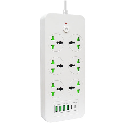 Thunderproof Overload Protection 4USB+2PD+6 Holes Socket, Color: White UK Plug - Extension Socket by buy2fix | Online Shopping UK | buy2fix